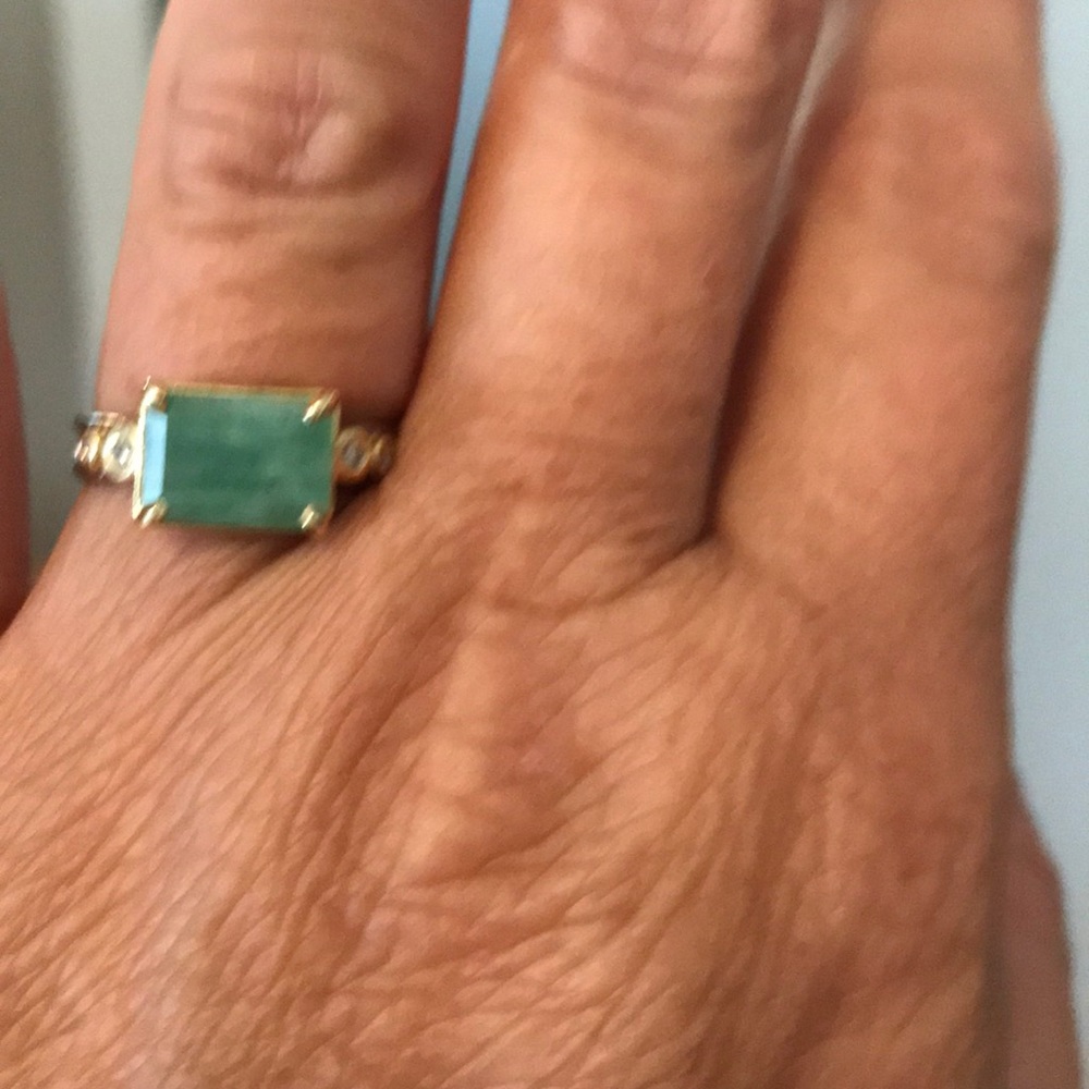Jade diamond gold ring